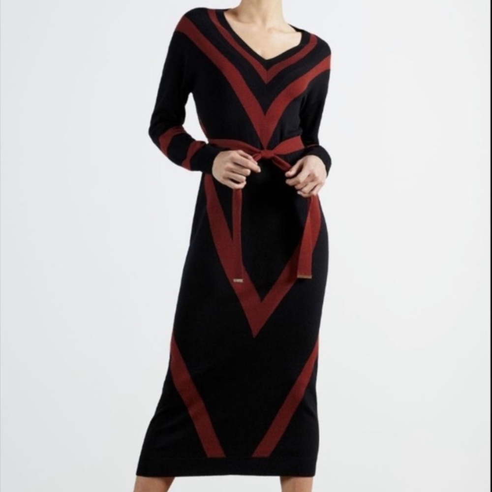 Ted Baker chevron dress with waist tie